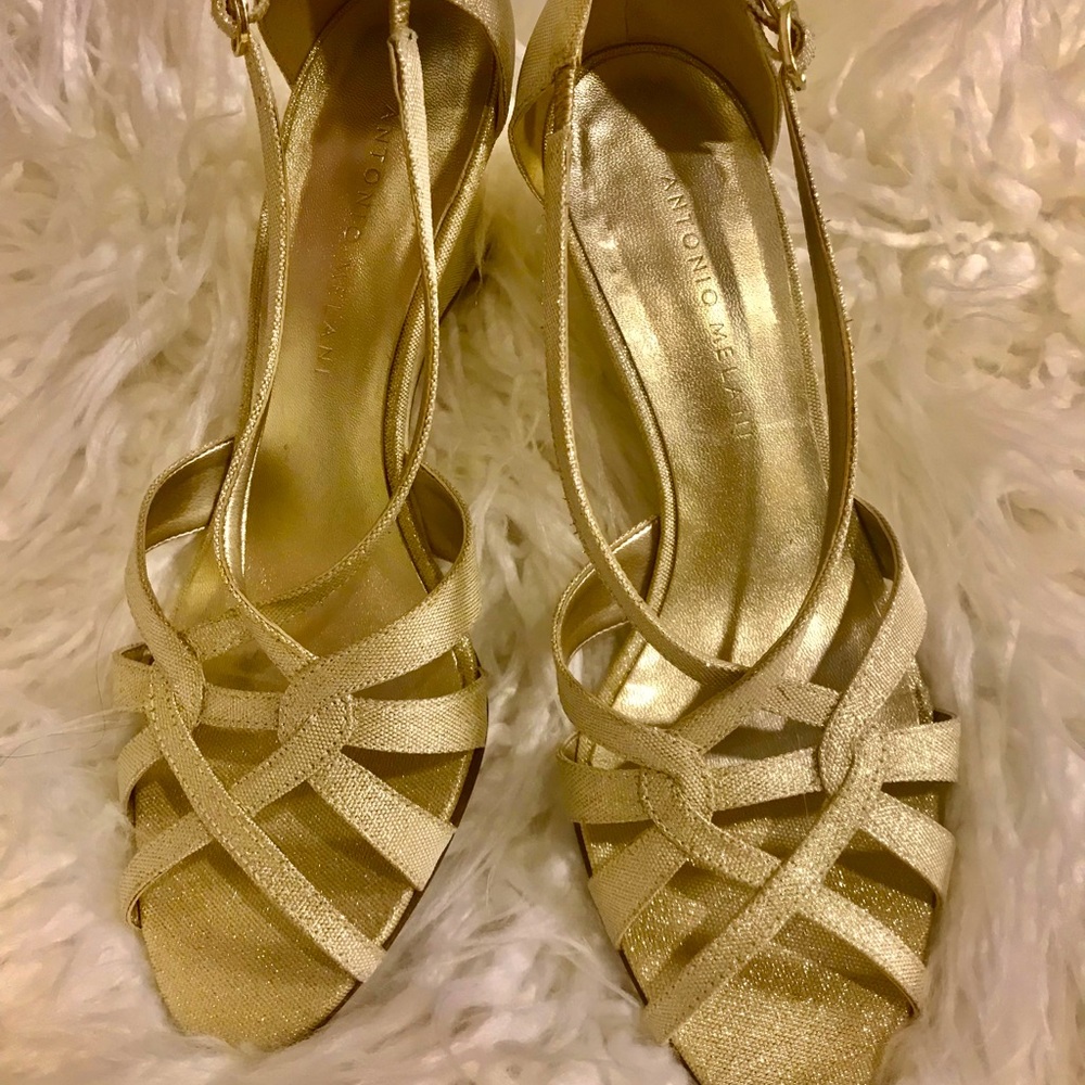 Golden Antonio Melani sandals 6.5